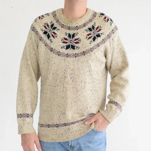 Vintage Northern Reflections Cream Crewneck  Knit Sweater - Picture 1 of 13